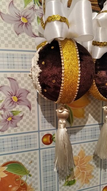 Ёлочные шары и украшения: Пластиковые шары, бархот мраморный,лепнина,стразы — 5