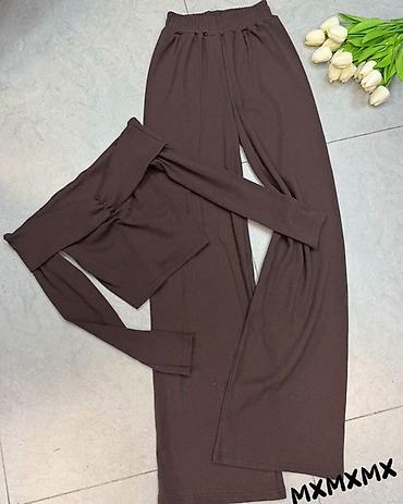 heklane pantalone: Ženski dvodelni komplet – top i pantalone sa širokim nogavicama — 6