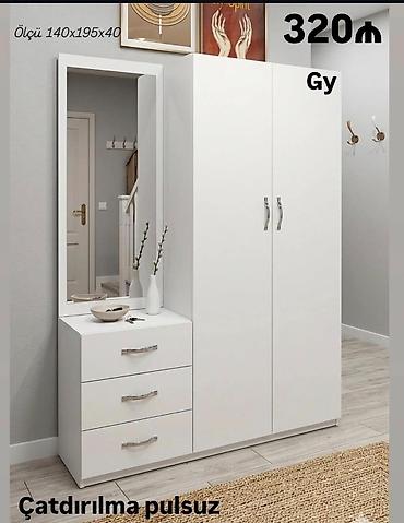 giris dolabi: Ağ rəngli dəhliz mebel dəsti - Ölçü: 140 x 195 x 40 sm - Geniş — 1