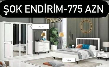 Yataq otağı dəstləri: İkinəfərlik çarpayı, Dolab, Termo, 2 tumba, Azərbaycan, Yeni — 8