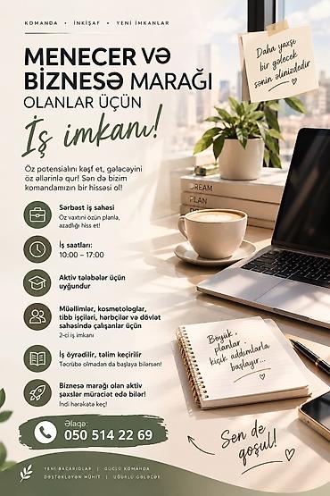 restaranda is: Satış meneceri tələb olunur, Tələbələr, İstənilən yaş, Təcrübəsiz — 1