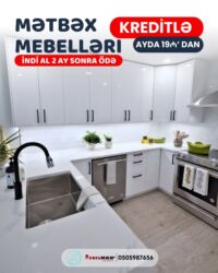 Sifarişlə mətbəx mebeli: Sifarişlə mətbəx dəsti, Özü çəkən petlələr, Mat laminat, Kredit var, Rayonlara çatdırılma, Pulsuz çatdırılma — 9