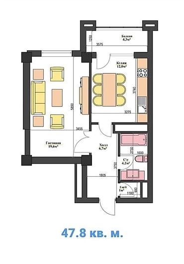 Новостройки от застройщика: Сдан, Элитка, 1 комната, 54 м² — 7