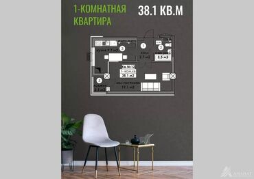 молдокулова: 1 бөлмө, 38 кв. м, Элитка, 9 кабат, ПСО (өзү оңдоп түзөтүп бүтүү үчүн)