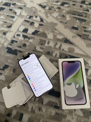 монитор на приус: IPhone 14, Колдонулган, 128 ГБ, Deep Purple, Куту, 87 %