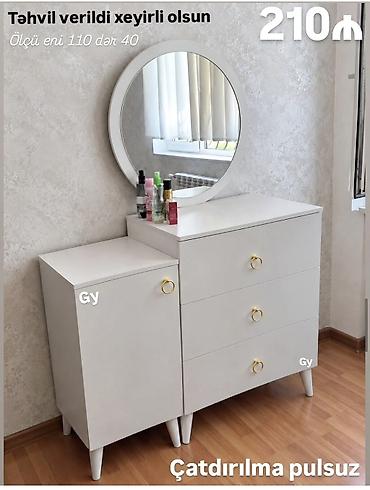 Ağ rəngdə modern güzgülü komod dəsti. - Ölçü: eni 110, dərinlik 40 - lalafo.az -da Ağ rəngdə modern güzgülü komod dəsti. - Ölçü: eni 110, dərinlik 40 -