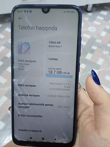 soyuducu bar: Redmi Note 7, 128 GB, rəng - Mavi, Barmaq izi — 1
