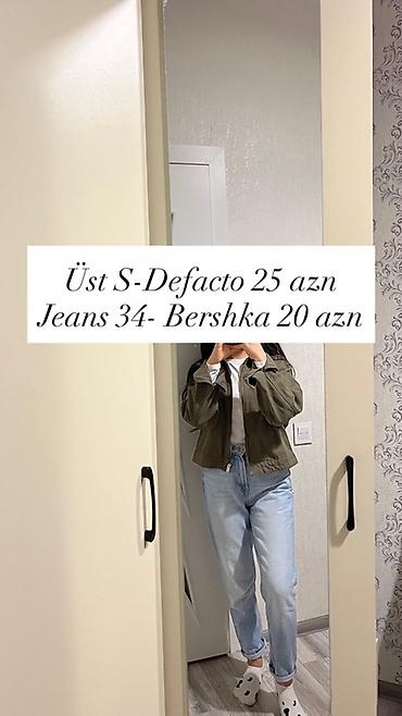 duyməli: Üst və cins şalvar dəsti • Üst: S ölçü, Defacto markası – 25 AZN - — 1