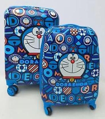 Putni koferi i torbe: Set kofera Doraemon – 2 komada - Dizajn: šareni plavi print sa likom — 15