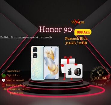 telefon üçün ekran şəkilləri: Honor 90, 512 GB, Zəmanət, Barmaq izi, İki sim kartlı