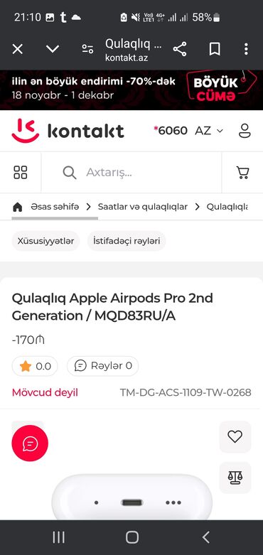 Mobil telefonlar üçün digər aksesuarlar: Apple " AirPods 2 gen " az səliqəli işlənib 400 manata alınıb — 11