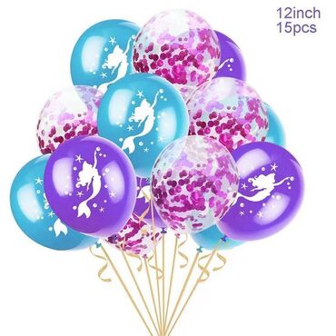воздушный шарик: Шарики Русалочка с конфетти, 15 шт
