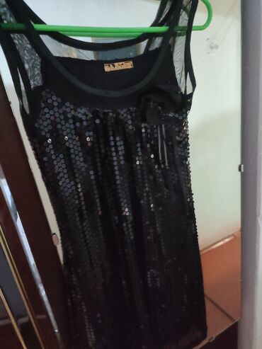 черное мини платья: Вечернее платье, Коктейльное, Короткая модель, Без рукавов, С пайетками, S (EU 36)