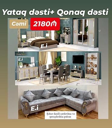 inci mebel salonu: Yataq dəsti + Qonaq dəsti paketi • Yataq otağı: yumşaq başlıqlı iri — 1