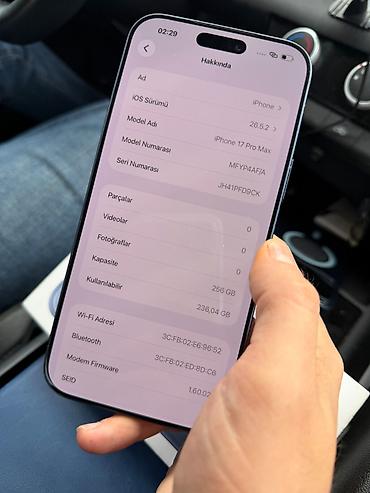 ikinci el iphone 17 pro max: IPhone 17 Pro Max, 256 GB, Pacific Blue, Barmaq izi, Simsiz şarj, Face ID — 2