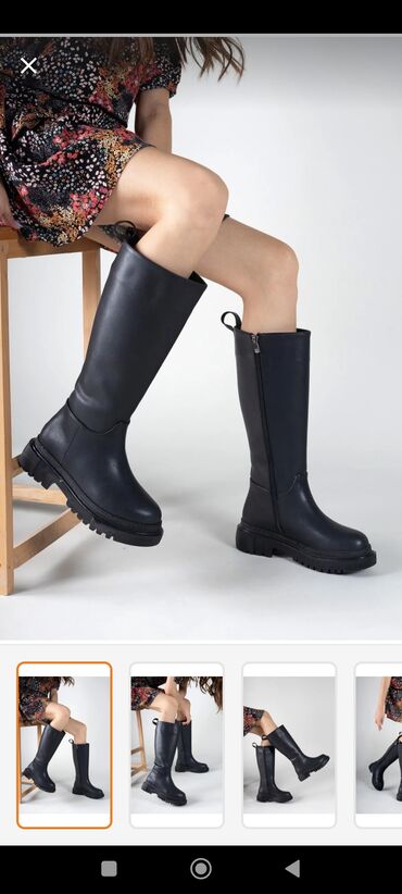 Çəkmələr: Uzunboğaz, Ölçü: 38, rəng - Qara, Yeni — 4