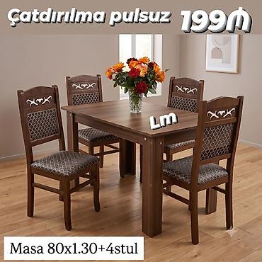 Masa dəsti MASA +4 STULL💥 Qiymət : 199₼ Masa ölçü: 80x1.30 🆘 RƏNG