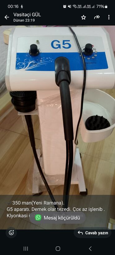 Masa və oturacaq dəstləri: ✔️350 man(Yeni Ramana). G5 aparatı. Demek olar tezedi. Çox az işlenib