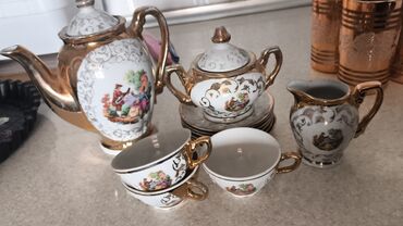 набор для рисования в баку: Чайный набор, цвет - Белый, Фарфор, 3 персон, СССР