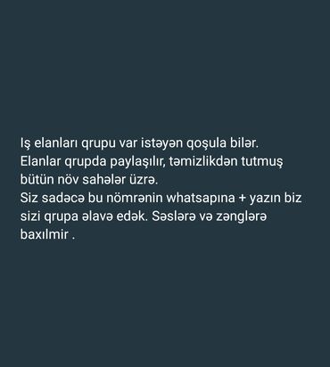 xaricde is elanlari 2023: Whatsapp real iş elanları qrupu. Qrupa qoşulmaq pulsuzdur