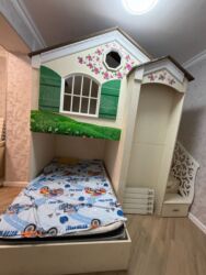 usaqlar ucun sekiller: Для девочки и мальчика, Б/у, Кровать, С матрасом, С выдвижными ящиками