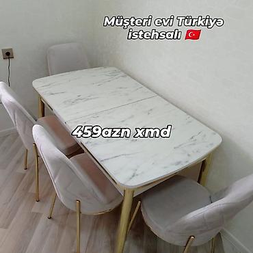 Ev və bağ: Masa və 4 ədəd stul dəsti – Türkiyə istehsalı - Dizayn: mərmər — 2