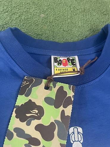 Эркектер кийими: Синяя футболка BAPE (A Bathing Ape), размер M. - Материал: плотный — 3