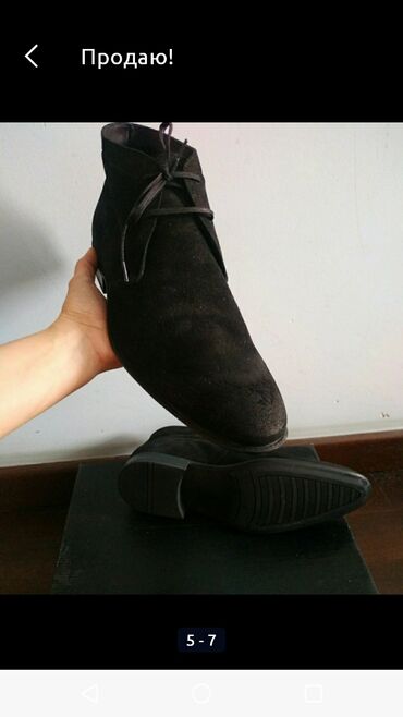 мужские ботинки: Новые замшевые,черные, осенне-весенние деми ботинки. Натуральнпя