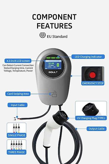 Аксессуары и тюнинг: GB/T Wallbox 3 faza 32A/22kw ekranlı Divar tipli GBT 3 faza 32A, 7KW — 2