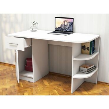 Sifarişlə yazı masaları: Dördbucaq masa, Stulsuz, Polkalı, Siyirməli, Türkiyə, Mat laminat — 20