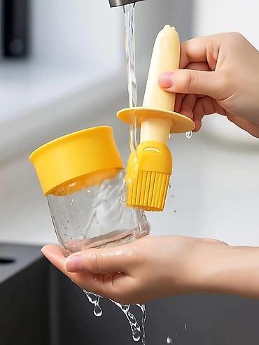 Ostala kuhinjska oprema: Silikonska četka sa staklenom posudom i pipetom – 2 u 1 kuhinjski — 5