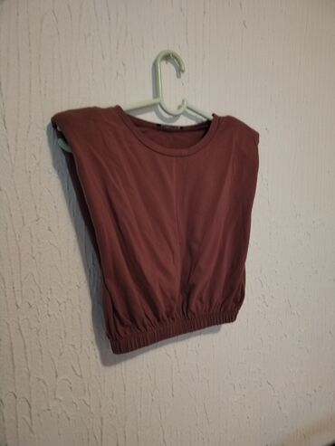 crop top h: Zara, S (EU 36), Cotton, Single-colored, color - Brown