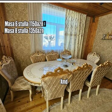 Divan və kreslo dəstləri: Qonaq otağı üçün, Yeni, Açılmayan, Oval masa, 6 stul