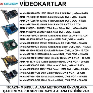 Videokartlar: Videokart GeForce 210, < 4 GB, İşlənmiş