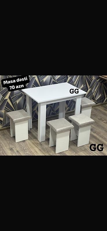 Masa dəsti – 70 AZN - Komplekt: 1 ədəd düzbucaqlı masa + 4 ədəd