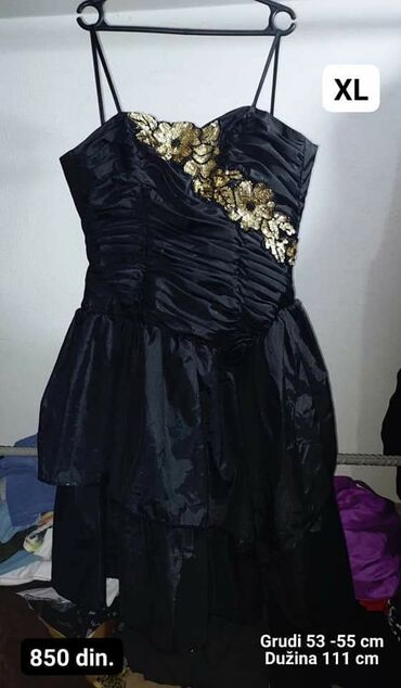 haljina pliš: XL (EU 42), color - Black, With the straps