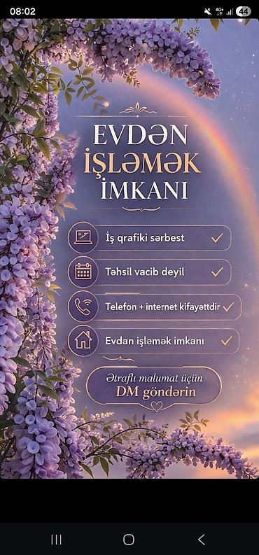 internet iş: Ev köməkçisi tələb olunur, 6/1, Təcrübəsiz, Aylıq ödəniş — 1