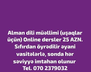 Kompüter kursları: Xarici dil kursu, Alman dili, Uşaqlar üçün, Danışıq klubu