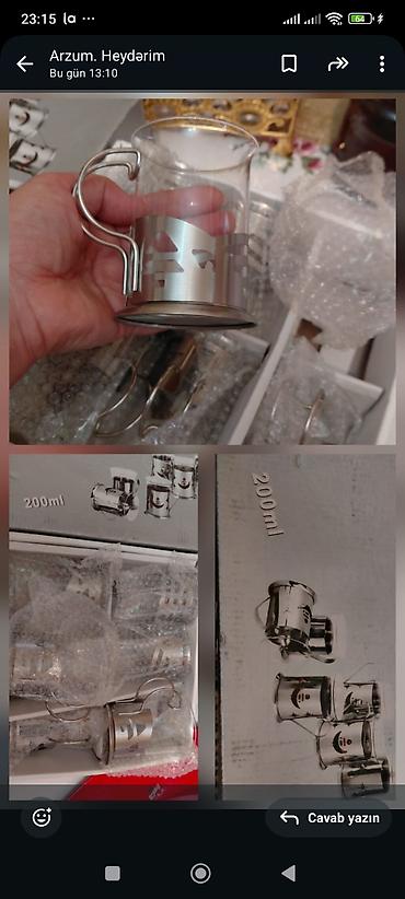 balon kurtkalar: Şüşə stəkan dəsti – 200 ml - Həcm: hər stəkan 200 ml (qutuda — 1