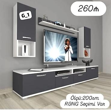 dekor ref: TV stendi və asma modul dəsti – modern dizayn - Ümumi ölçü: 200 sm - — 1