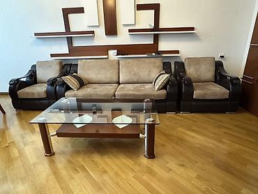 jale mebel: Qonaq otağı üçün dəst: 3 yerlik divan + 2 ədəd kreslo + şüşə sehpə - — 2