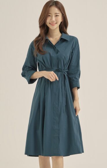 Повседневные платья: Повседневное платье, Корея, Осень-весна, Платье-рубашка, M (EU 38)