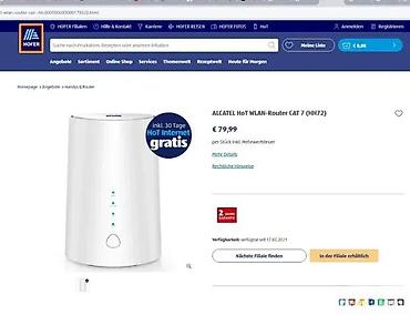 Modemi, ruteri i mrežni uređaji: Alcatel HoT WLAN Router CAT 7 (model HH72) - 4G LTE CAT 7 ruter za — 3