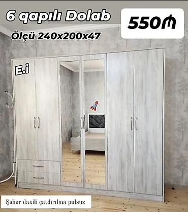 2 ci el dolab: 6 qapılı dolab Ölçü: 240×200×47 sm Material: açıq ağac teksturalı — 1