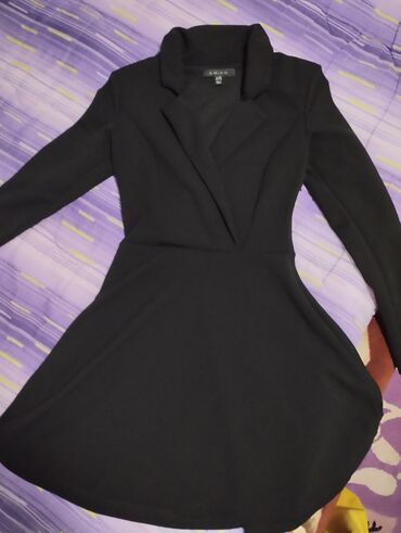 trikotažne haljine: S (EU 36), color - Black, Cocktail, Long sleeves