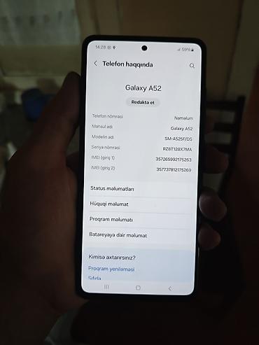 samsung s24fe: Samsung Galaxy A52, 128 GB, rəng - Qara — 2