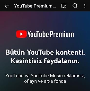 YouTube Premium abunəliyi Xüsusiyyətlər: - Bütün YouTube kontentindən lalafo.az -da YouTube Premium abunəliyi Xüsusiyyətlər: - Bütün YouTube kontentindən