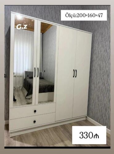 şefaner: Yeni, 4 qapılı Düz dolab, Qarderob, paltar dolabı
