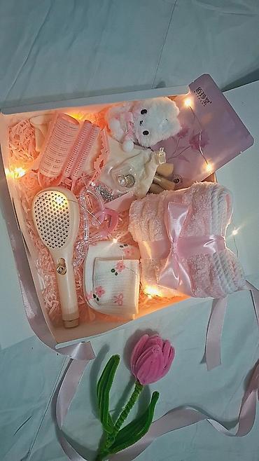 лапы перчатки: 🎀Подарочный набор в коробке с лентой (розово‑белая гамма, гирлянда — 2