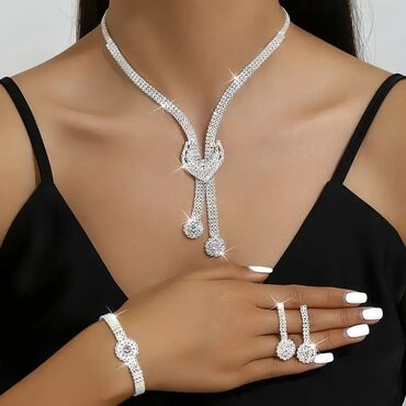 Setovi nakita: Set: Minđuše, Narukvica, Ogrlica, Materijal: Hirurški čelik — 16